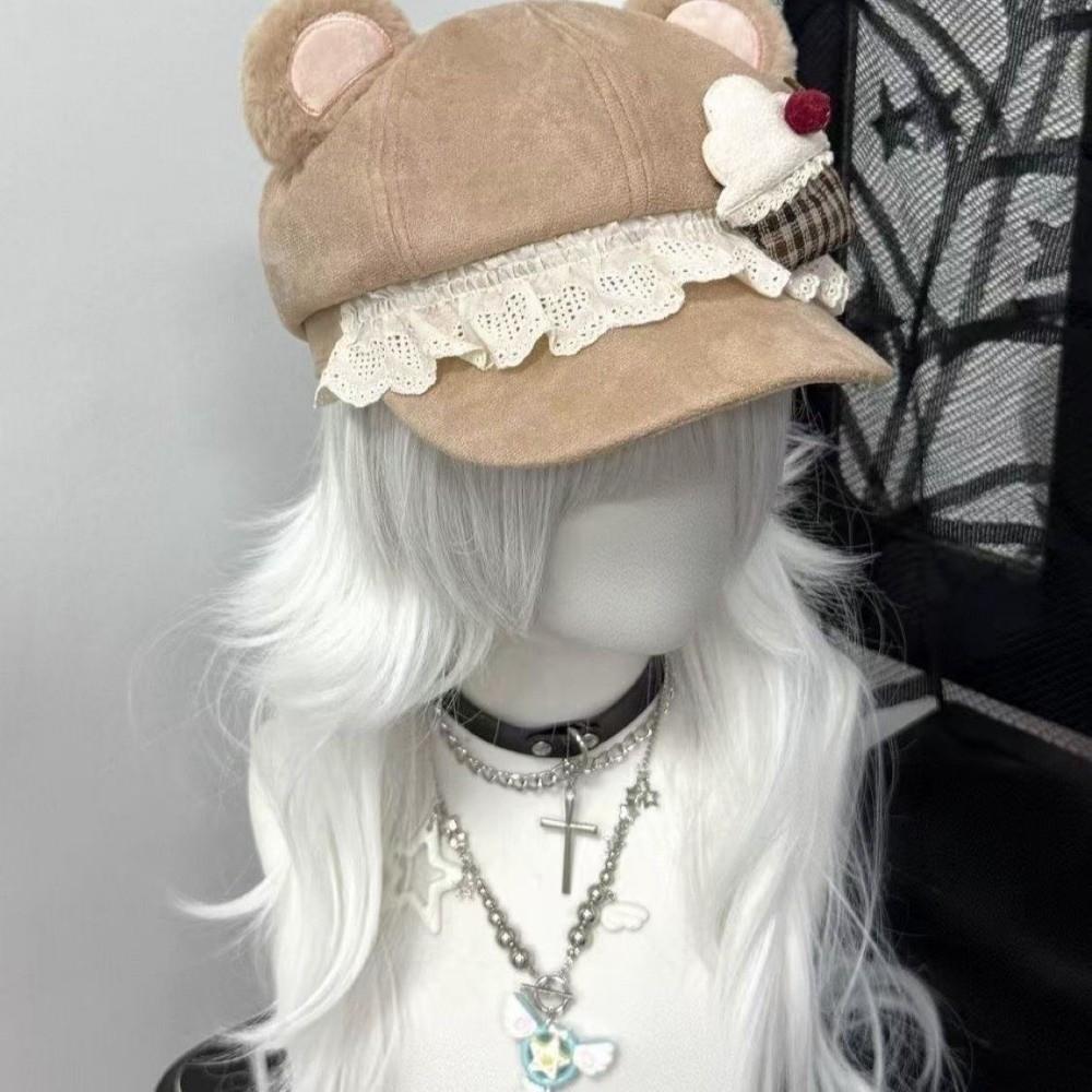 3D Cat Ears Cake Cat Ears Cap Lightweight Cat Ear Cap New Newsboy Cap  Party Wear