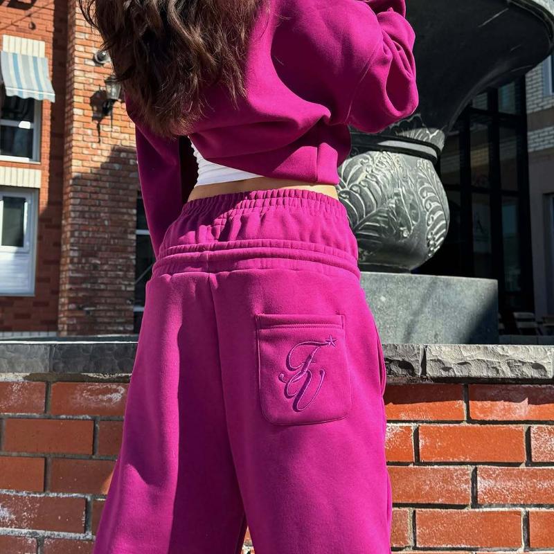 Europäische und amerikanische lässige einfache Paar Stickerei Mode kreative Doppel Taille Falten Jogginghose