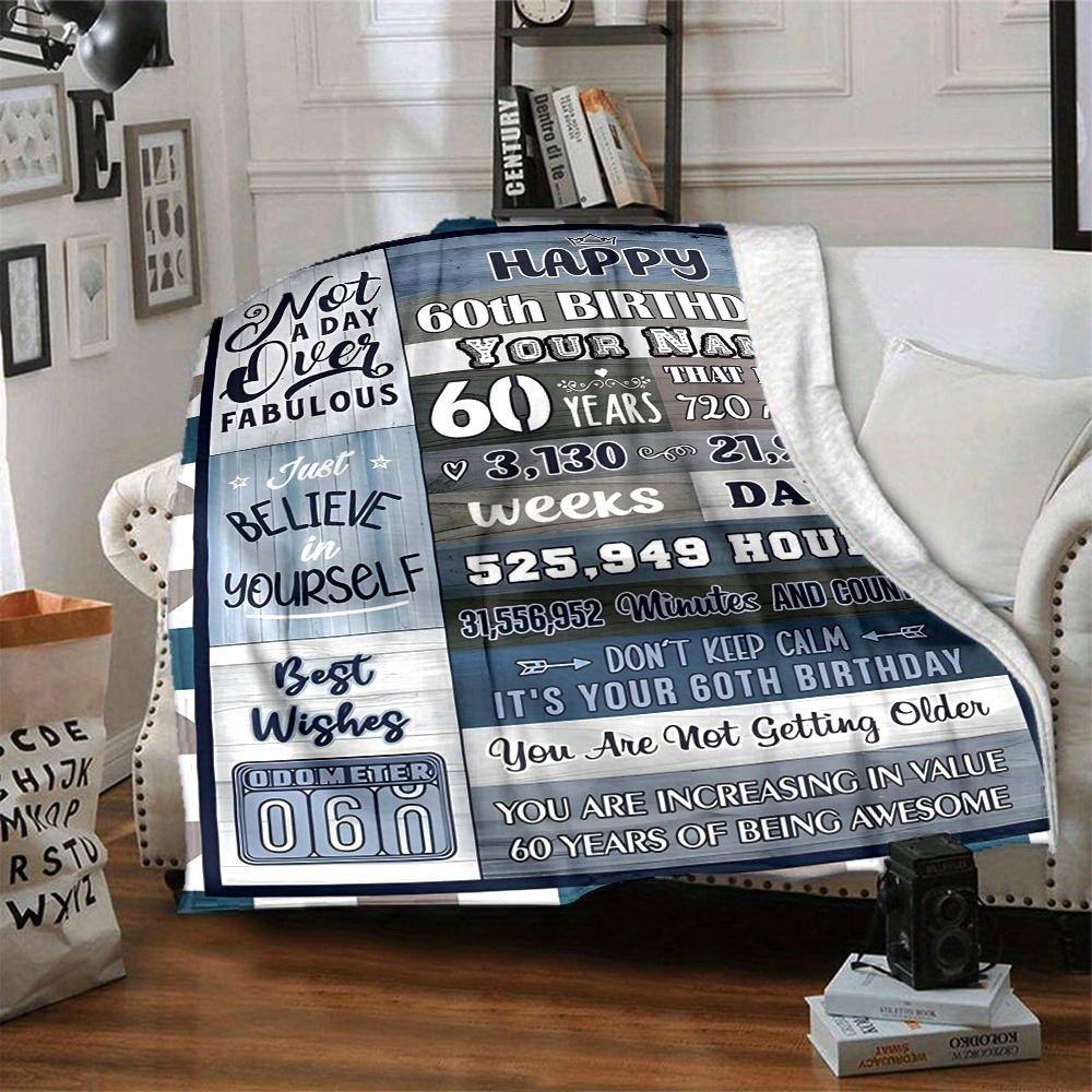 60Th Birthday Blanket Personalized Name Soft Comfortable Stylish Blanket Car Blanket Perfect For Travel Camping Outdoor Home Suitable For All Seasons