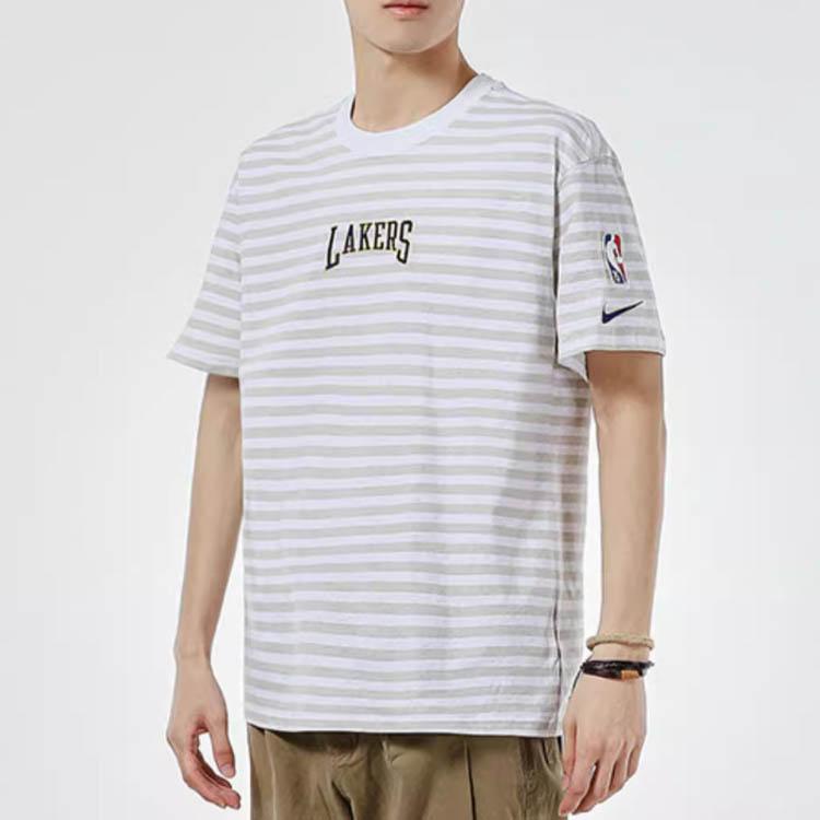 Nike Striped Letter Print Crew Neck Short Sleeve T-Shirt Men Tops White DA5872-051