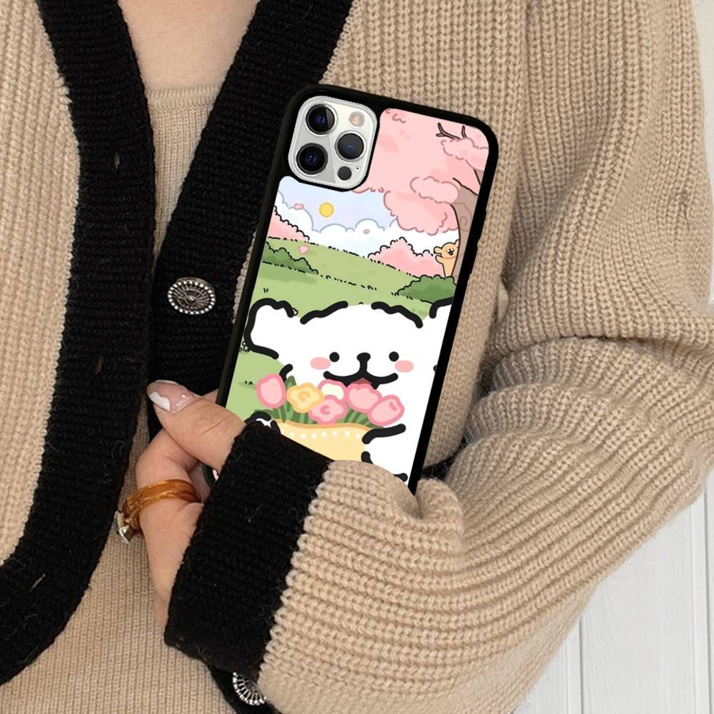 Maltese Cute Line Puppy Dog PC+TPU Phone Case For IPhone 17 16 15 14 13 12 11 Pro Max Plus Kawaii Cartoon Cover