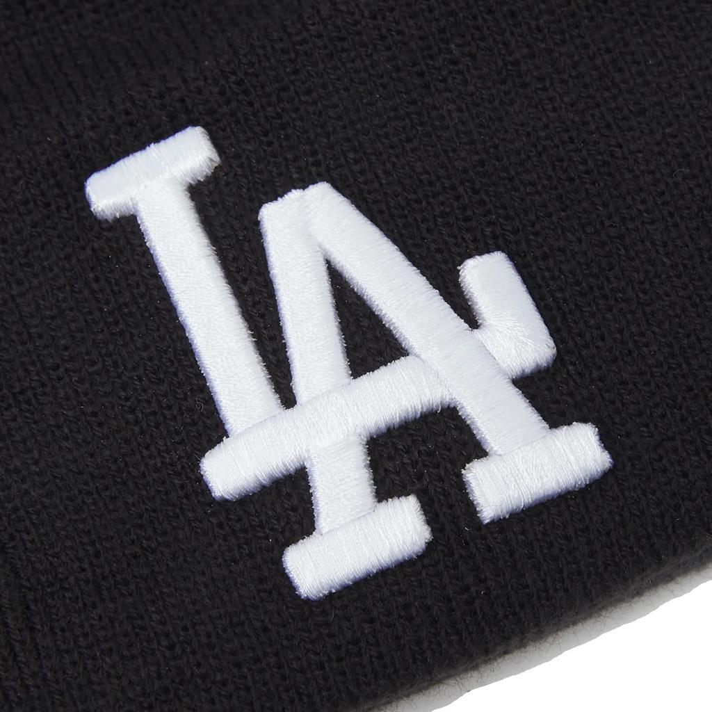 New Era LA Dodgers MLB Black Essential Cuff Beanie Knit Hat, Unisex, Logo, Winter Warmth [Parallel Import]