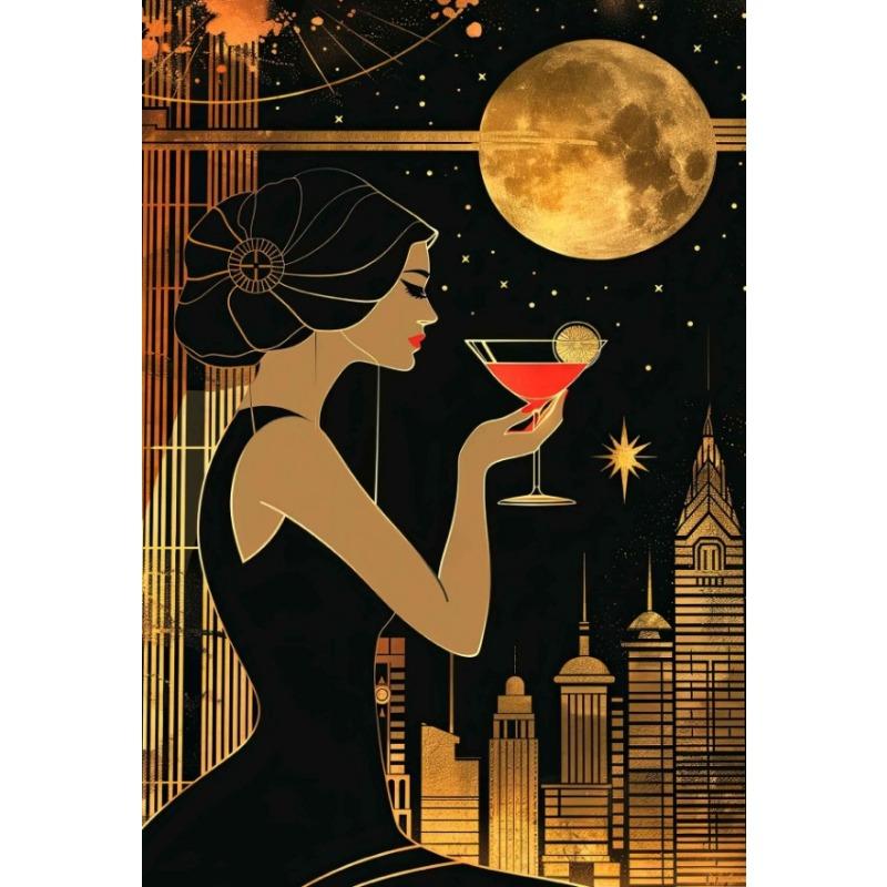 Retro Abstract Art Deco Style Great Gatsby Daisy Woman 1920s Poster Wall Pictures Canvas Painting Vintage Home Interior Decor