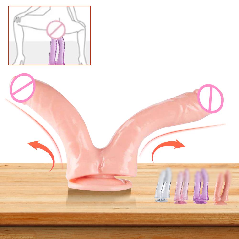 Female Adult Sex Toys Double Realistic Dildo Suction Cup G Spot Stimulation Vagina Massager Masturbation Toys for Women