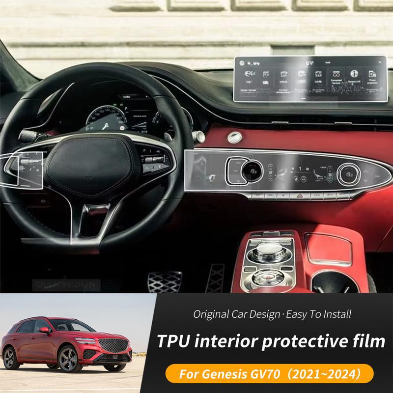For Genesis GV70 -2024 Pre Cutting Car Interior Protection Film Gear Shift Console Anti-scratch Transparent TPU Film Sticker