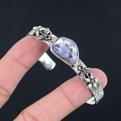 Srebro Sterlingowe Kamień Opal Dendrytowy Urodziny Córki Nowy Kwiat Elegancka Bransoletka
