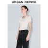 UR Women's Halter-Neck Faux Two-Piece Pleated Short Sleeve T-Shirt