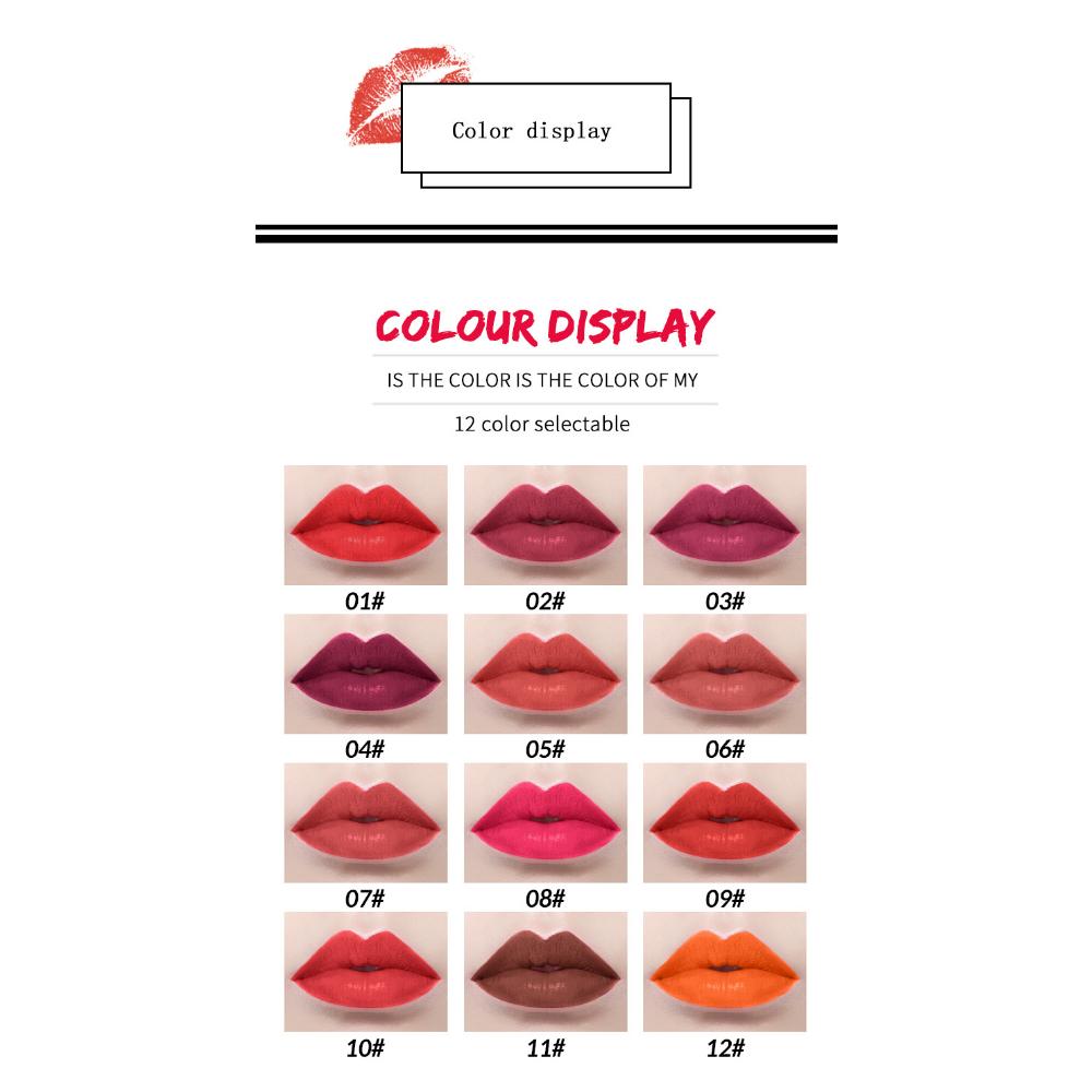 VIBELY Matte Non-Stick Lip Liner Lipstick 12 Shades Brown Outlining Lip Pencil Makeup