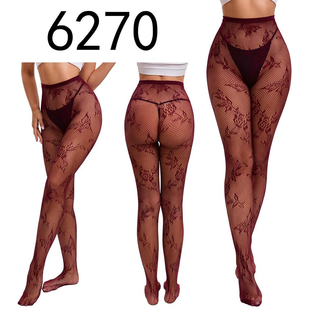"Black Fishnet Pantyhose with Hollow Suspender Design"
