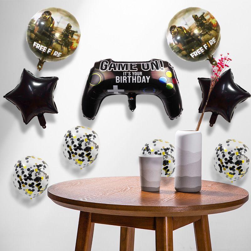 Game Theme "Free Fire" Game Controller Wall-mounted Aluminum Film Balloon Party Decoration and Setup Supplies