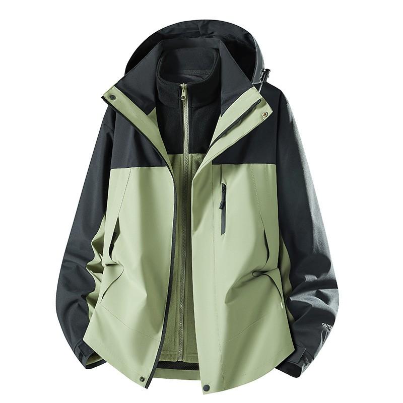 Men Women 3-in-1 Waterproof Windproof Hiking Jacket With Removable Fleece Liner Outdoor Camping Trekking All Season