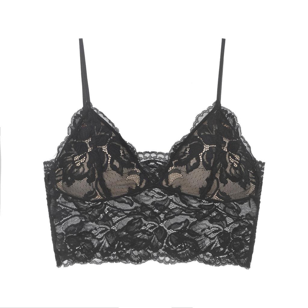 Lace Wirefree French Camisole Bra Set with Padded Triangle Cups