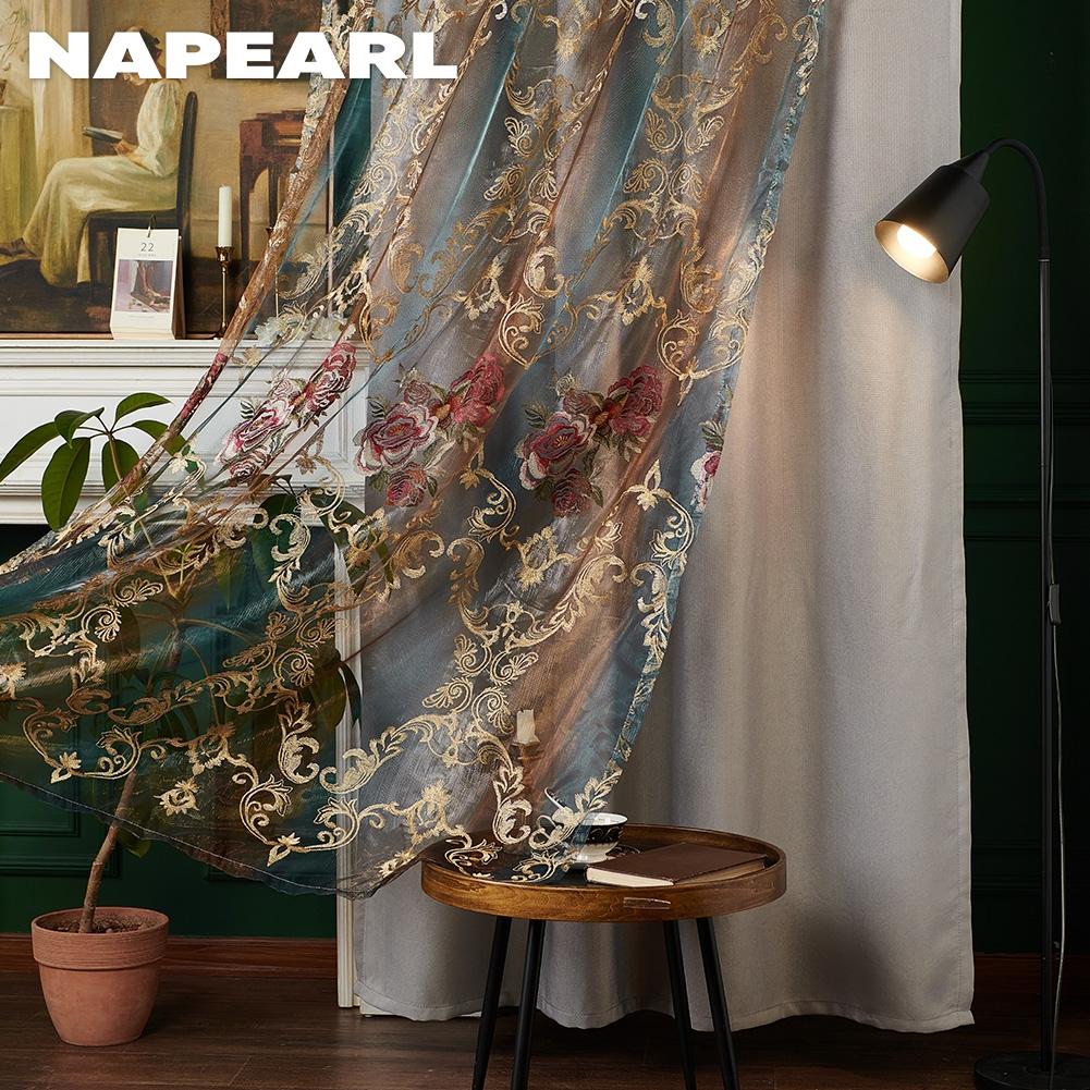 סט וילונות נאפרל אופנתיים באיכות גבוהה, אקזוטיים, יוקרתיים, שכבה כפולה, רקומים, לסלון, לחלונות, וילונות פאנל לקישוט