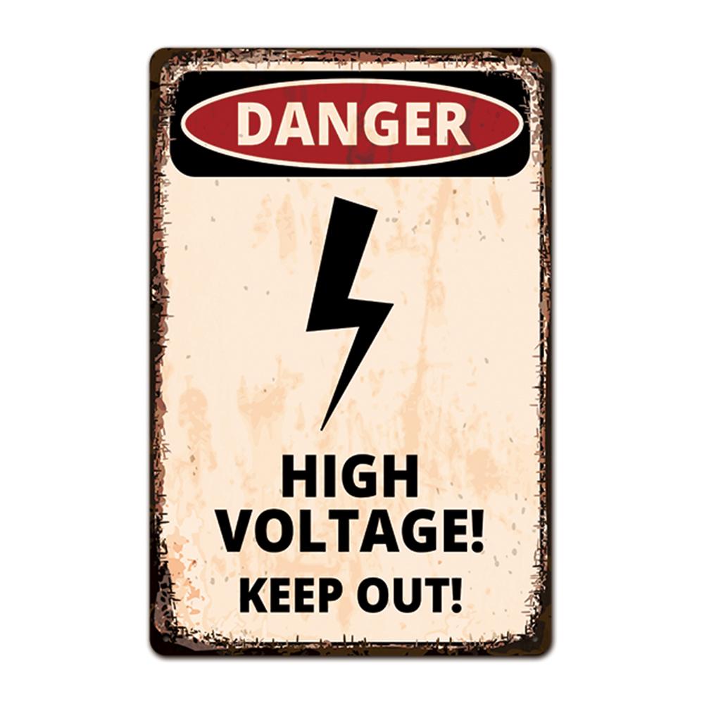 IBOOWU Danger DUST HAZARD Vintage Poster Retro Metal Tin Signs Wall Decor HIGH VOLTAGE Beware Warning Plaques