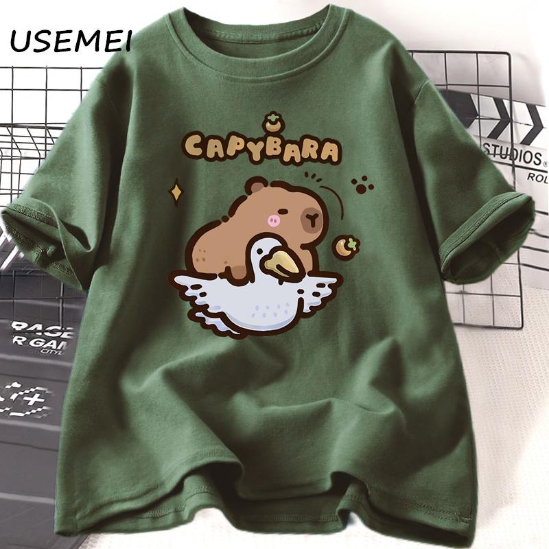 Funny Capybara T-shirts Men Women Summer Cute Animal T Shirt Cotton Short Sleeve Graphic T Shirts Streetwear Women's Clothing