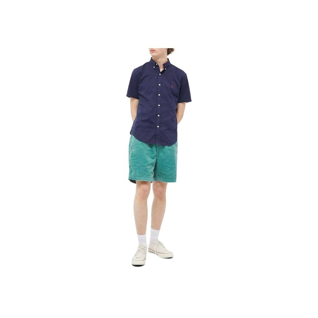 Polo Ralph Lauren Logo Pointed Collar Single-Breasted Short Sleeve Shirt Men shirts Navy-Blue 710914495-006