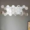 12-Piece Hexagonal Acrylic Mirror Wall Stickers, Self-Adhesive Decorative Set for Living Room