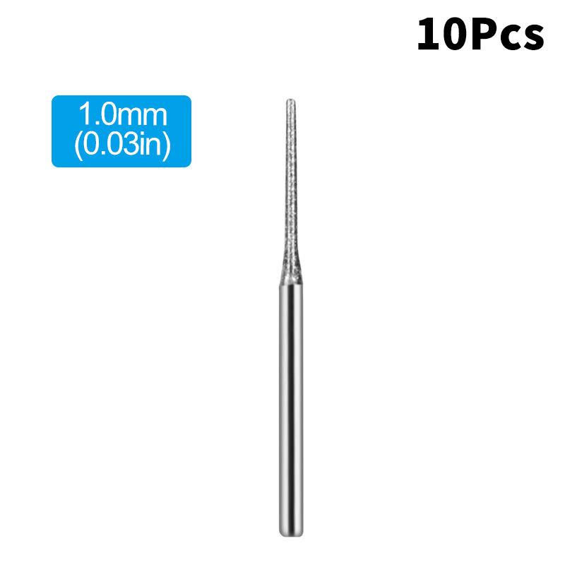 10 sztuk Wiertła powlekane diamentem 0,8-2,5 mm, trzpień 2,35 mm Narzędzie do wiercenia biżuterii Do szkła Jade Bursztyn Drewno Wiertła do wybijania otworów