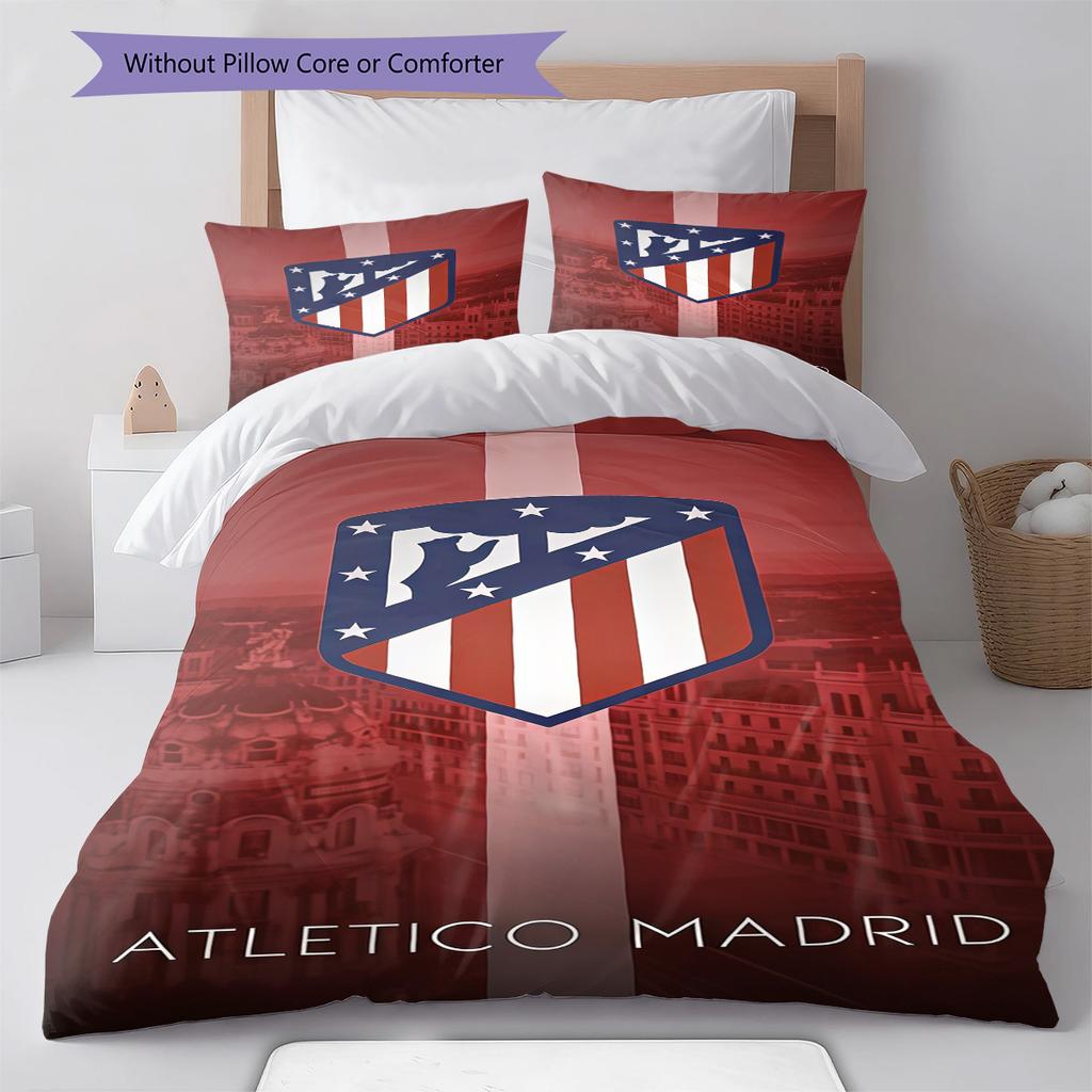Juego de Edredón Ropa de Cama Atleti Funda de Edredón Funda de Almohada Decoración del Hogar Regalo de Cumpleaños (1 * funda nórdica + 2 * fundas de almohada, sin núcleo)