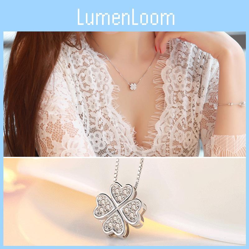 Fashionable Clover Pendant With Sparkling Gemstones Stylish And Sweet Necklace