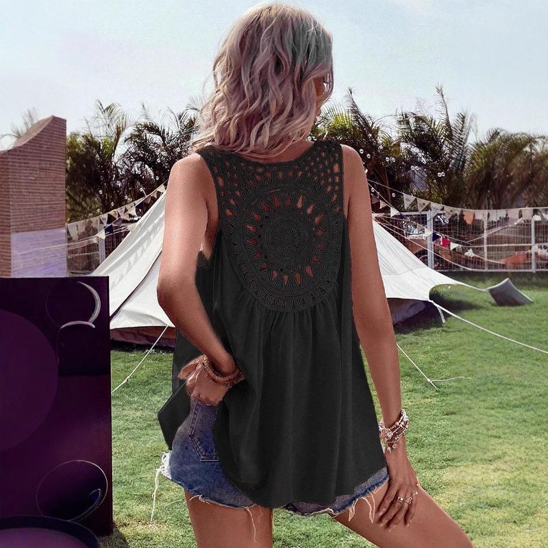 Dames Zomer V-hals Hol Vest Mouwloos Sexy Haltertop