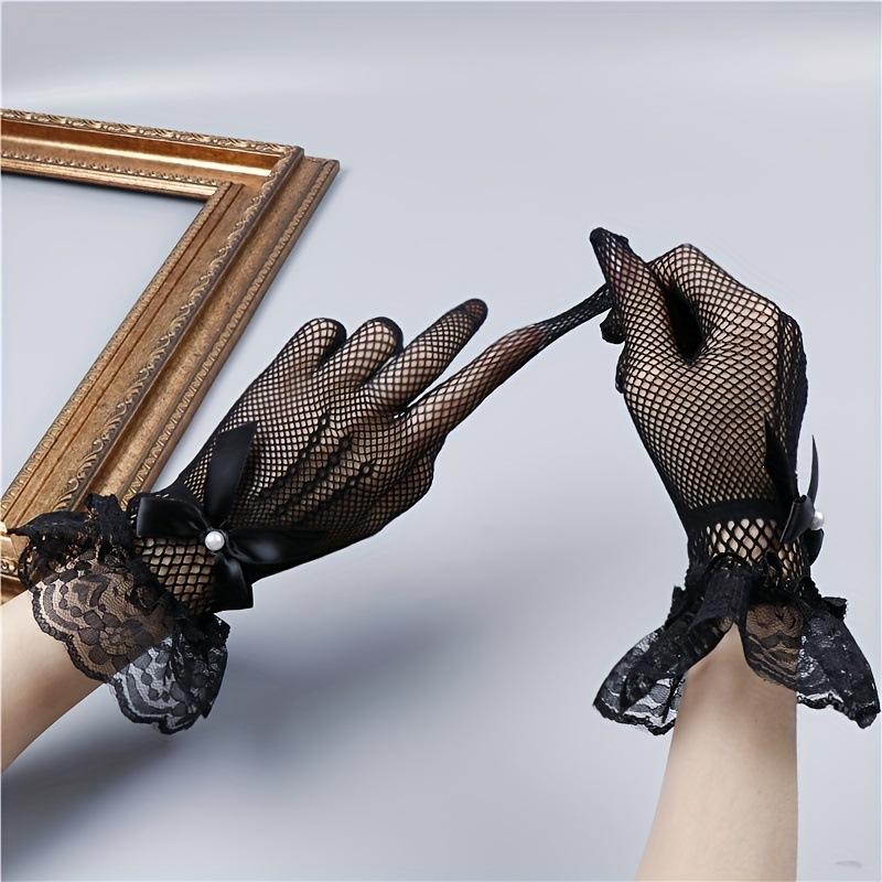 Mary O 65987 Elastic Lace Mesh Gloves Lacecut Out Gloves