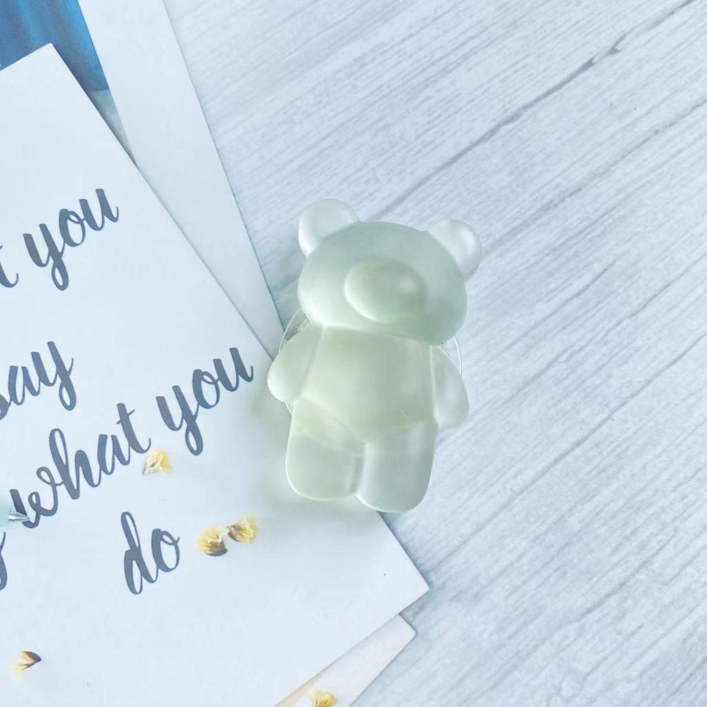 Frosted Bear Airbag Phone Holder: Cute, Semi-Transparent, Folding Desktop Stand