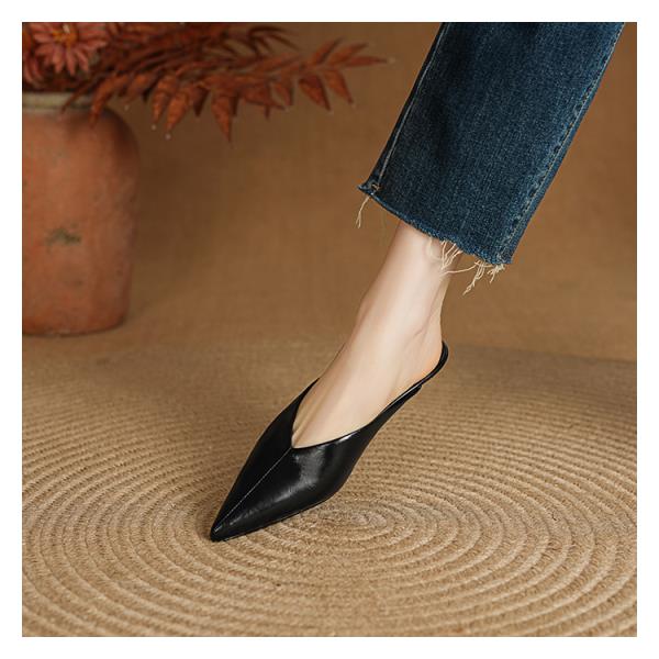 Fashion Shoes Big Size Cover Toe Mules For Women 2025 Ladies' Slippers Loafers Pointed Retro Slides Pointed Toe Loafers Shoes Big Size M