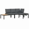 VidaXL Garden Lounge Set 3 Pcs with Cushions Black Aluminium, Garden Sofa Set, Patio Sofa Set, 3283680