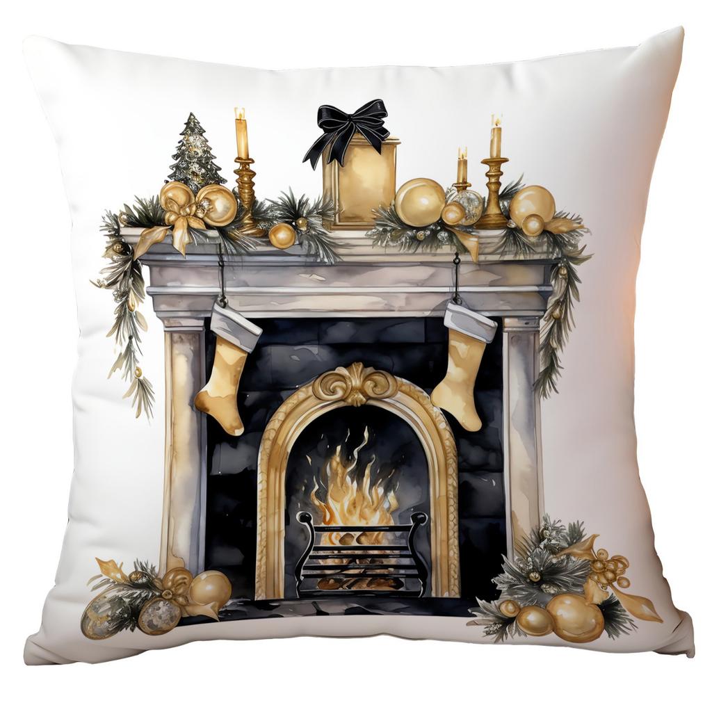 New Christmas Pillowcase High-end Light Luxury Black Gold Color Printing Home Cushion Pillowcase