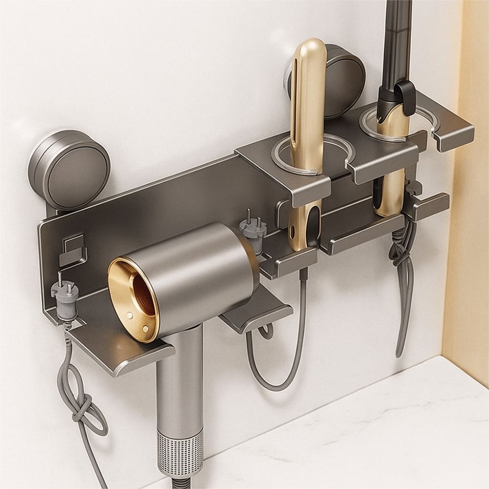 Aluminum Zinc Zinc Alloy Hair Dryer Storage Rack Punch Free Hair Blow Dryer Holder  for Household