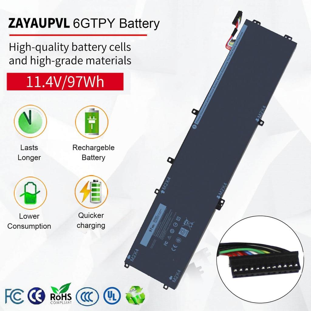 97WH 6GTPY Battery for Dell XPS 15 9550 9560 9570 7590 Precision 5510 5520 5530 5540 Vostro 7500 7590,Replacement 4GVGH GPM03 M2X4 5XJ28 05XJ28 5D91C