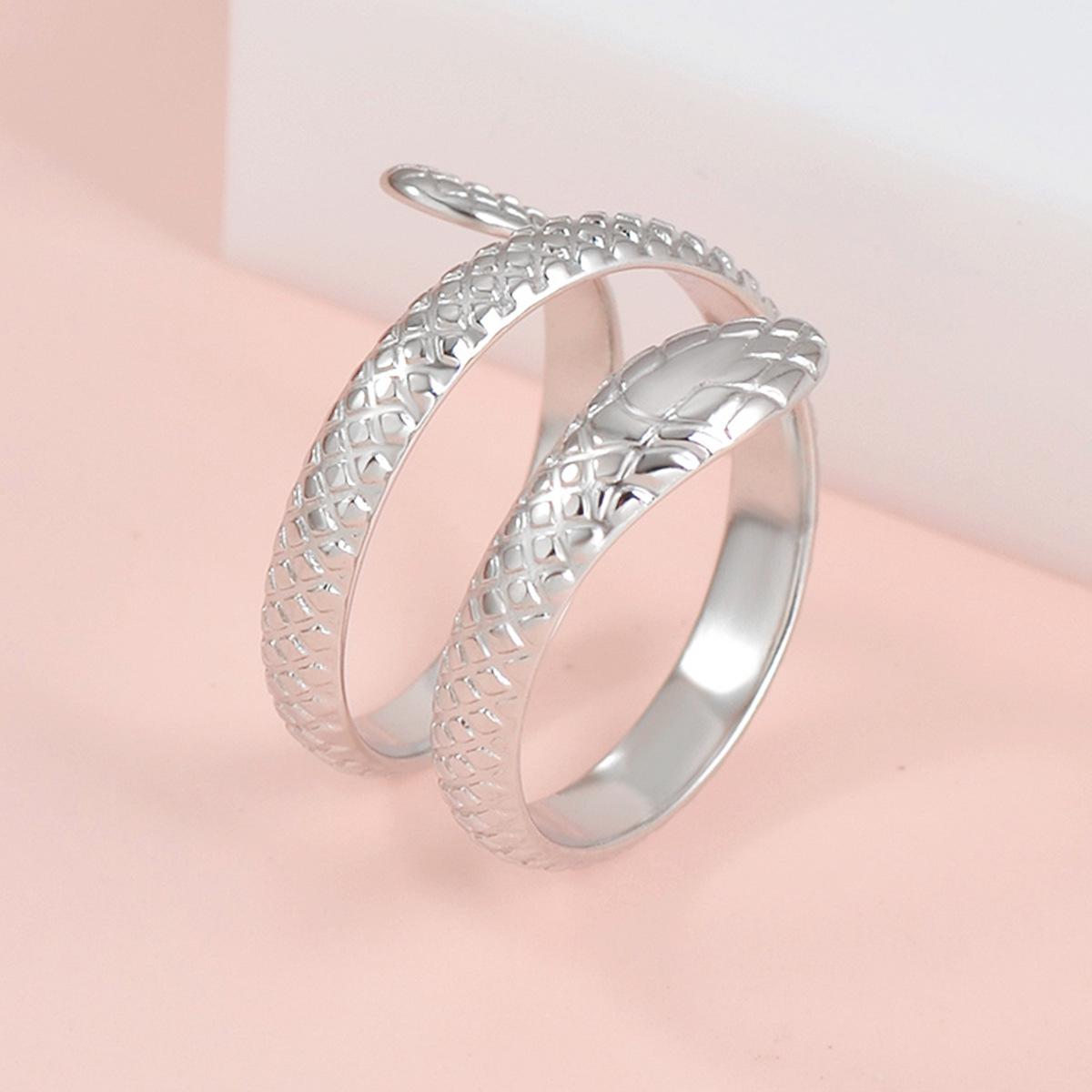 Personalized Punk Snake Ring: Stainless Steel Retro Hip Hop Double Circle Ring for Men and Women
