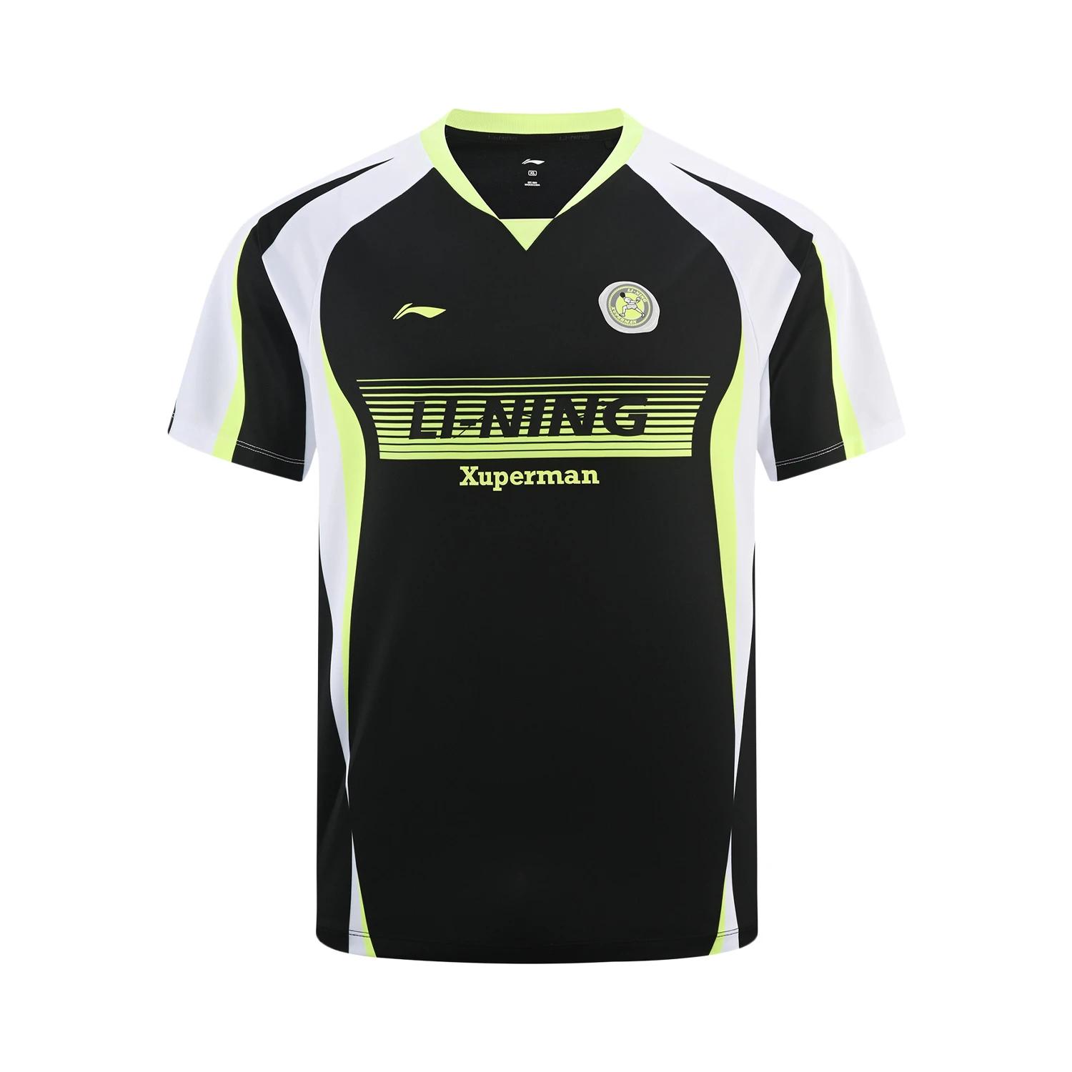 

Li Ning X Xuperman Collaboration Серия для настольного тенниса Удобная футболка с принтом букв в стиле колор-блок, простая, дышащая, модная, с коротким рукавом AAYV251-3 2XL