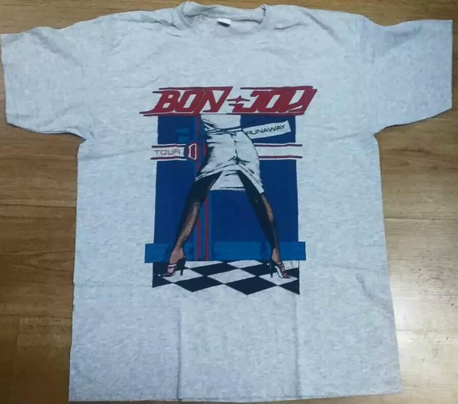 Bon Jovi Runaway Tour 84 Gray T-Shirt Sizes S to XXL New M