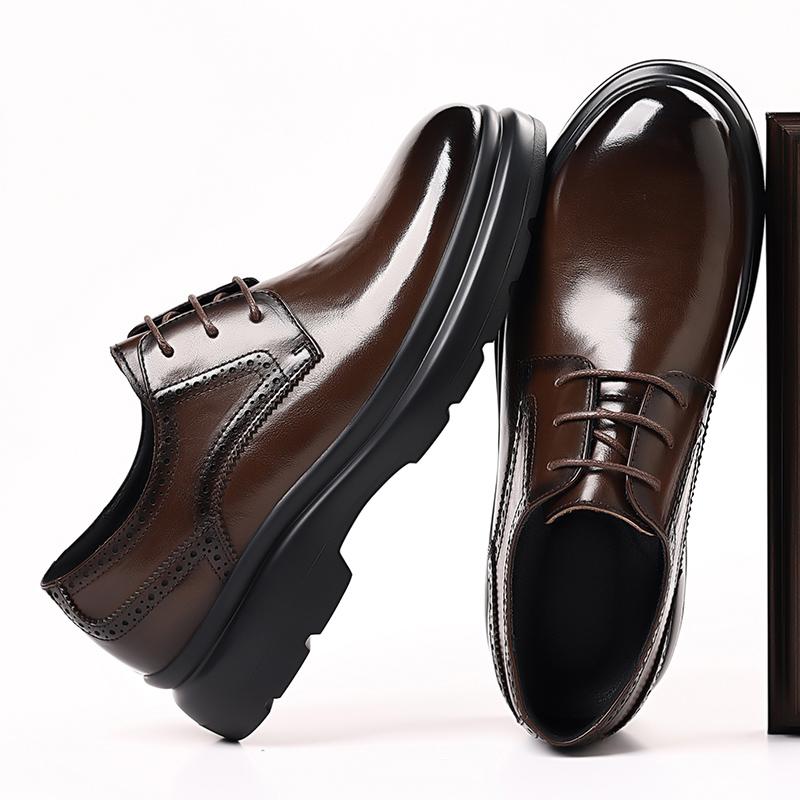 Thick Bottom Men's Oxford Shoes New Stylish Casual Business Shoes New Arrival Leather Sneakers Simple Versatile Derby Footwear