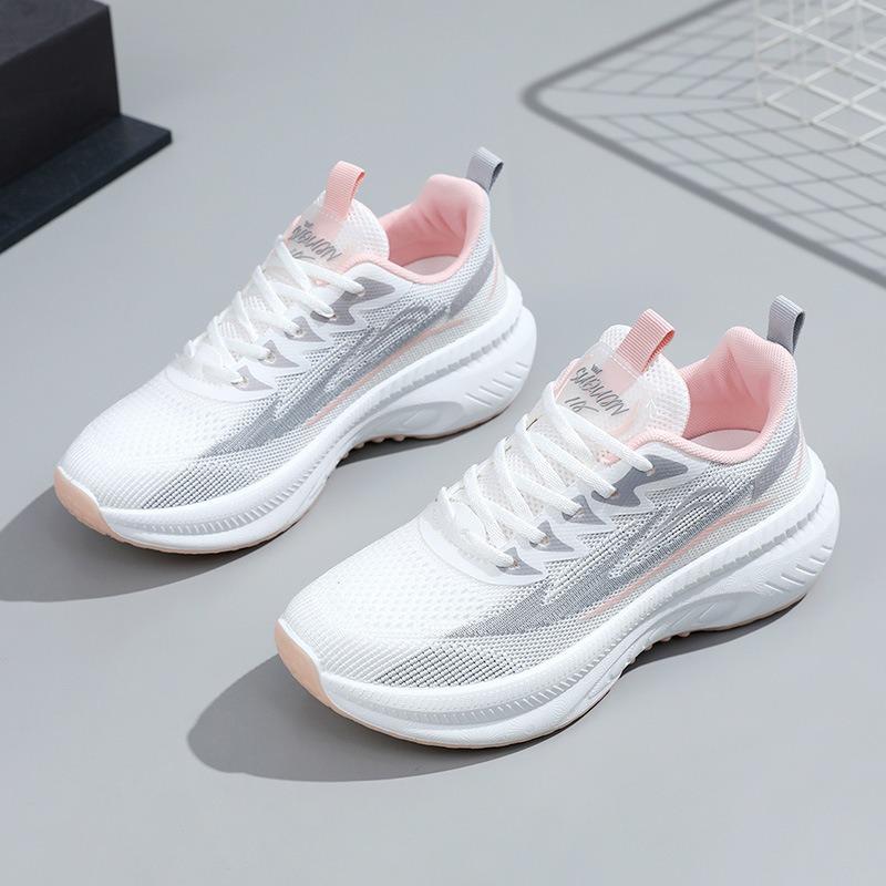 Spring New Thick-soled Fashionable Breathable and Lightweight Women's Shoes Outdoor Casual Trendy and Fly-woven Sports Shoes Women