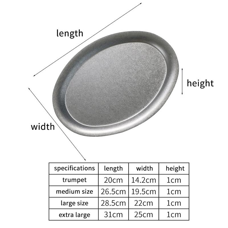 1 ks Japonský Vintage Oválný 304 Nerezový Restauranční Talíř Dezertní Podnos Kuchyňské Nádobí