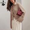Moda feminina casual primavera outono cor sólida estampa manga comprida gola polo blusas e camisas
