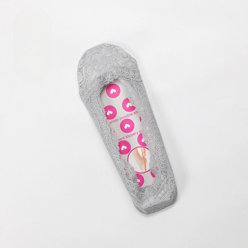 Damen Sommer Dünne Spitze Rutschfest Nicht Abfallender Absatz Flacher Ausschnitt Unsichtbare Bootssocken