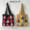 Creative Cartoon Christmas Tree Knitted Handbag Women Trend Large Capacity Student Bag Shoulder Bag