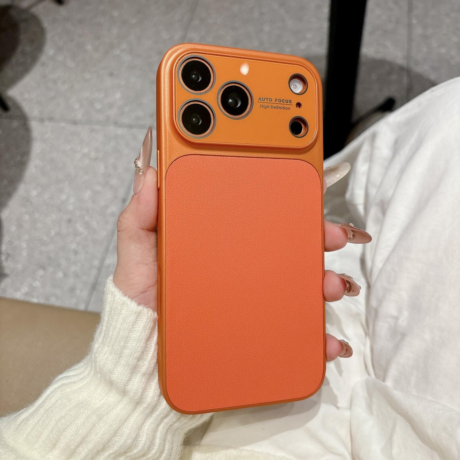 

Leather Texture Soft Frame Phone Case For iPhone 17Promax 16 15 14 Plus 13 12 11 Pro Max Glass HD Lens Frame Anti-fall Cover iPhone 12 Pro
