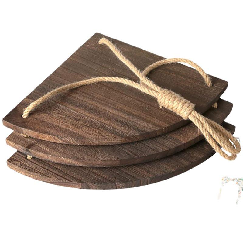 Three-Layer Hanging Wooden Bathroom Shelf with Hooks