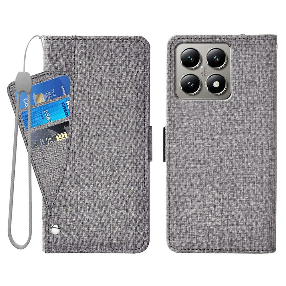 

For Xiaomi 14T Pro Case Jean Cloth Texture PU Leather Wallet Phone Cover with Rotating Card Slots