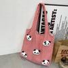 Cartoon Canvas Shopping Bag Panda Doll Office Worker Handbag Plaid Shoulder Bags  Students