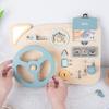 Children's Educational Early Education Busy Board Toys Wooden Car Multi-functional Music Steering Wheel Busy Board Unlocking Toys