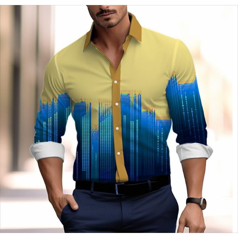 Gradient Men's Clothing Soft and Comfortable Men's Shirt Summer Hawaiian Shirt High Quality Men's Clothing Fashion Button Design