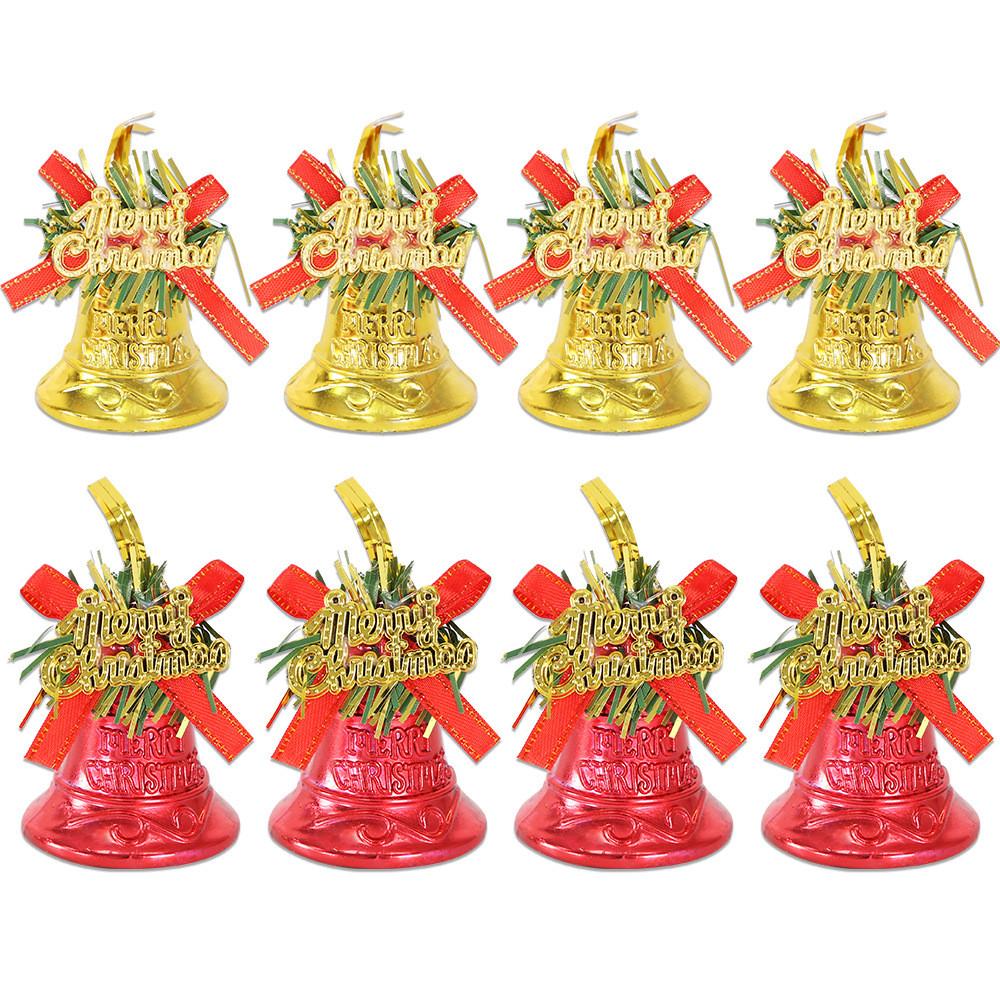 Neujahr Weihnachten Dekorative Glocken Rot und Gold Große Kunststoffornamente Set aus Acht