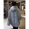 Fashion Style New Arrival Rhinestone Letter Hooded Sweatshirt Loose Tops Diamond Studded Hooded Top
