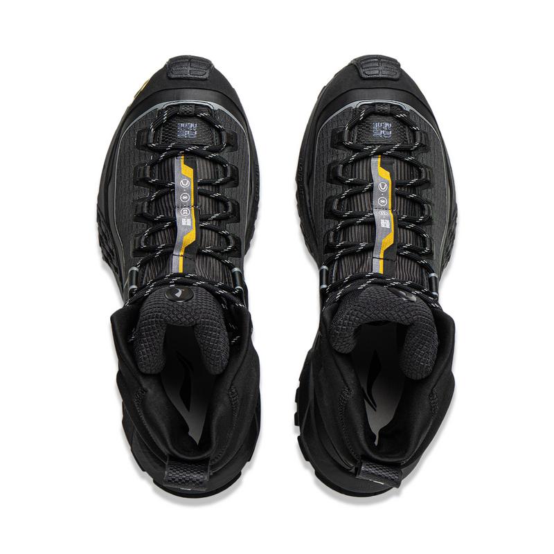 Li Ning Outdoor CF Tracing, Xingchuan Pro Coverage Reflective Rebound High top Hiking Shoes Unisex Night Black AHTV035-1